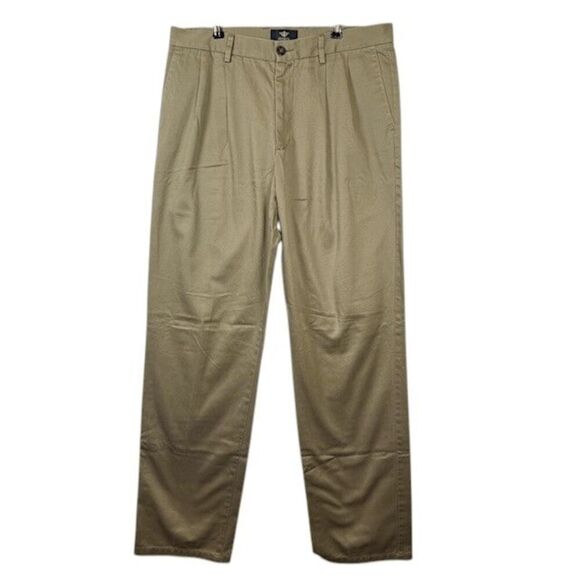 Dockers Signature Khaki Classic Fit Trousers Tan Pants Beige Chino Size 34x36 - Picture 2 of 10